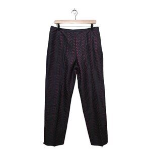 Karen Kane NWT Black Floral Embroidered High Rise Straight Leg Silk Pants Sz 12